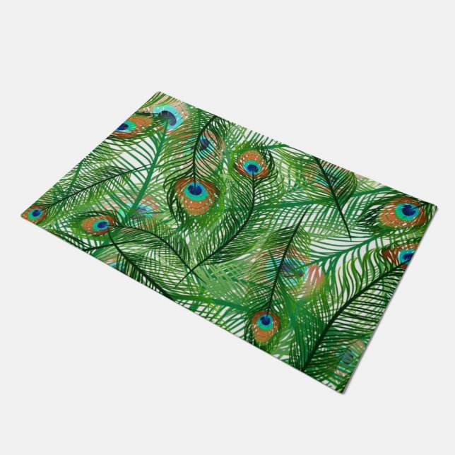 pauw-veren patroon deurmat (Schuin)