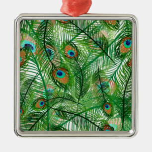 pauw-veren patroon metalen ornament