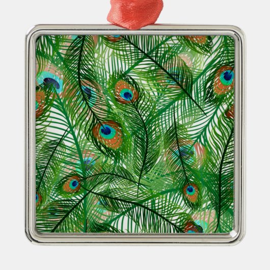 pauw-veren patroon metalen ornament (Voorkant)