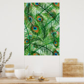 pauw-veren patroon poster (Keuken)