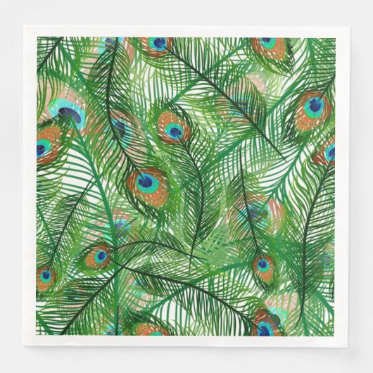 pauw-veren patroon servet (Voorkant)