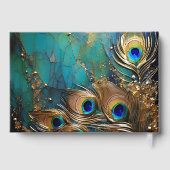 Pauw veren pluim gouden folie verstrooiing gemarme gastenboek (Achterkant)