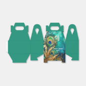 Pauw veren pruim blauwgroen groen goud luxe bruids bedankdoosjes (Uitgevouwen)