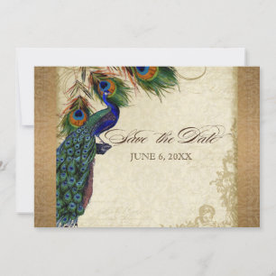 Pauw & Veren Vintage Gouden Look Damast Krulpatroo Save The Date