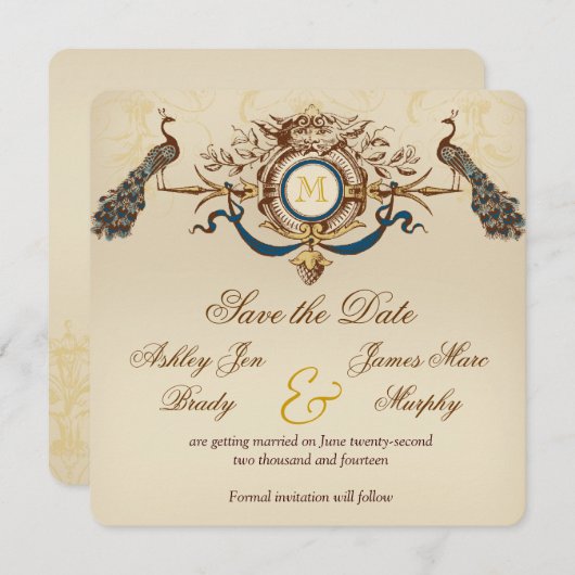 Pauw Vintage Bewaar de Datum Kaarten (Voorkant / Achterkant)