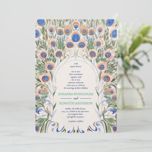 Pauw Vintage lijst | Monogram Trouwdag Kaart (Staand voorkant)