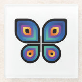 pauw-vlinder glazen onderzetter (Voorkant)