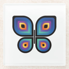 pauw-vlinder glazen onderzetter