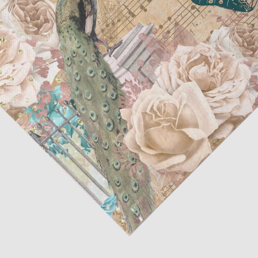  pauw vlinder kant ephemera roos chic tissuepapier (Detail)