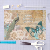  pauw vlinder kant ephemera roos chic tissuepapier (Craft)