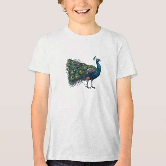 Pauw vogel Bella+Canvas Jeugd Tri-blend T-Shirt (Voorkant)