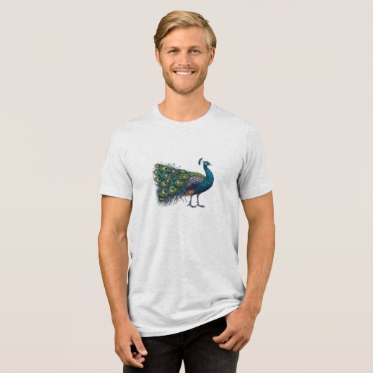 Pauw vogel Bella+Canvas Tri-blend T-Shirt (Voorkant volledig)