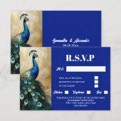 Pauw vogel luxe 3D blauw smaragdgroen rsvp (Voorkant / Achterkant)