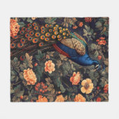 Pauw Vogel Vintage Patroon Bos Fleece Deken (Voorkant (Horizontaal))