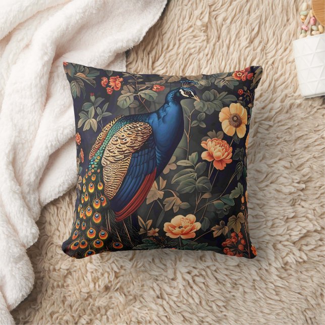 Pauw Vogel Vintage Patroon Bos Kussen (Deken)