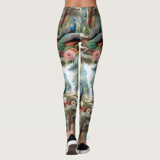 Pauw vogels in het bos leggings (Achterkant)