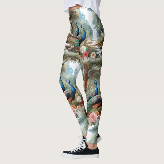 Pauw vogels in het bos leggings (Links)