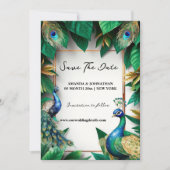 Pauw vogels luxe vogelveren elegant save the date (Voorkant)