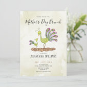 Pauw waterverf moederdag brunch kaart (Staand voorkant)