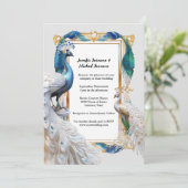 Pauw wit blauwgroen art nouveau decoratief lijst kaart (Staand voorkant)