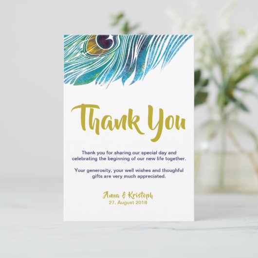 PAUWBEDANKKAART KAART (Staand voorkant)