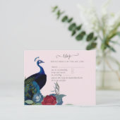 Pauwblauw Bourgondië Winter Herfst Bruiloft Briefkaart (Staand voorkant)