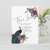 Pauwblauw Bourgondië Winter Herfst Bruiloft Budget (Staand voorkant)