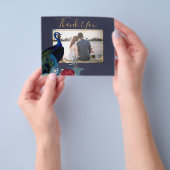 Pauwblauw Bourgondië Winter Herfst Bruiloft Flyer (Hand)