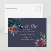 Pauwblauw Bourgondië Winter Herfst Trouwbudget Briefkaart (Voorkant / Achterkant)