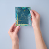 Pauwblauw Goud INK Abstract Trouwdag Flyer (Hand)