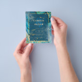 Pauwblauw Goud INK Abstract Trouwen Flyer (Hand)