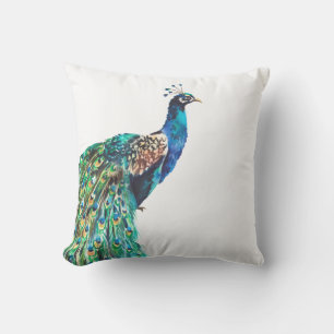 Pauwblauw Groenblauw Vogel Wit Buitenkussen