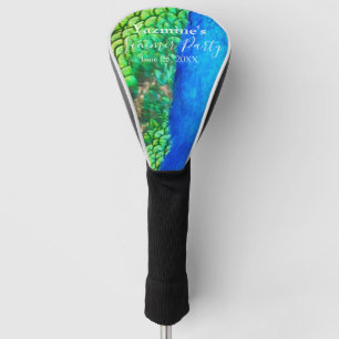Pauwblauw Groene Veer Textuur Zomer Vibes Golfheadcover