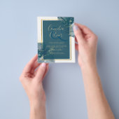 Pauwblauwe Gouden Alcohol INK Chic Trouw Uitnodigi Flyer (Hand)