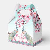 Pauwblauwe roze bloesems ombre aqua blauw  bedankdoosjes (Achterkant)