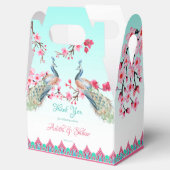 Pauwblauwe roze bloesems ombre aqua blauw  bedankdoosjes (Geopend)