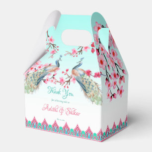 Pauwblauwe roze bloesems ombre aqua blauw  bedankdoosjes