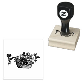 Pauwblauwe rozen rubberstempel