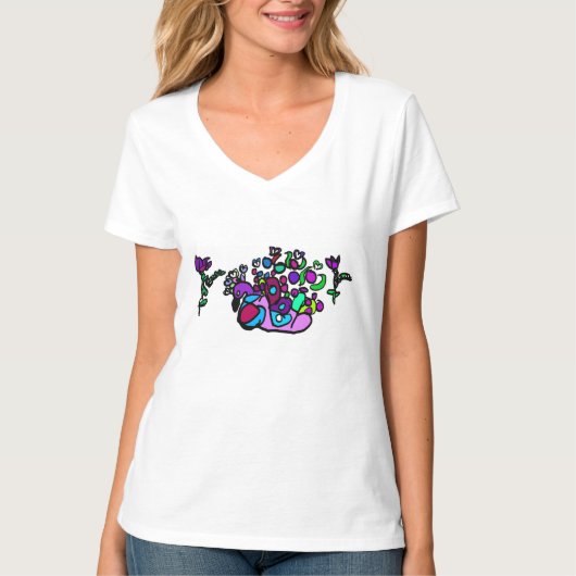 Pauwblauwe rozen t-shirt (Voorkant)