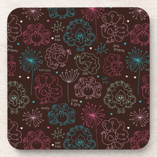 pauwbloem india wallpaper bier onderzetter (Voorkant)