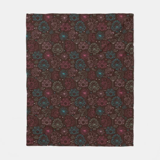 pauwbloem india wallpaper fleece deken (Voorkant)