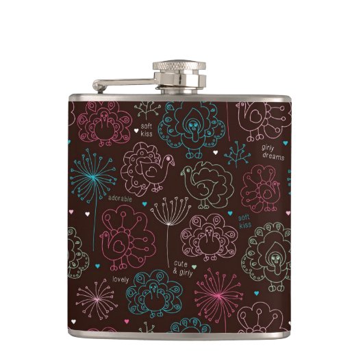 pauwbloem india wallpaper heupfles (Voorkant)