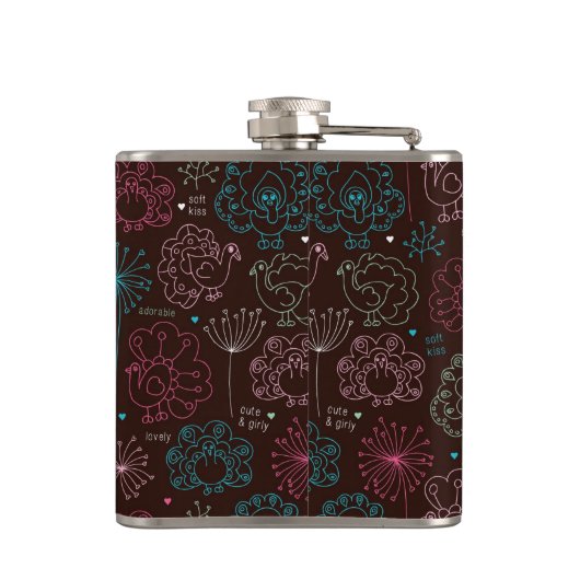 pauwbloem india wallpaper  heupfles (Achterkant)