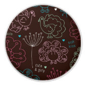 pauwbloem india wallpaper  keramische knop (Voorkant)