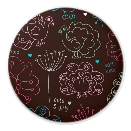 pauwbloem india wallpaper  keramische knop (Voorkant)