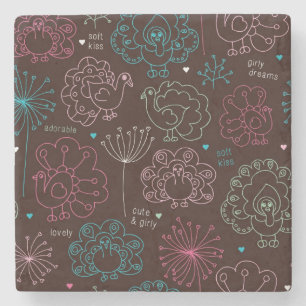 pauwbloem india wallpaper stenen onderzetter