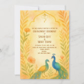 Pauwbloem Indische Hindoe Verloving Ceremonie Kaart (Voorkant)