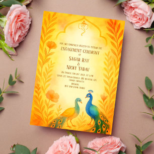 Pauwbloem Indische Hindoe- Verloving Ceremonie Kaart