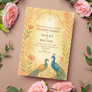 Pauwbloem Indische Hindoe- Verloving Ceremonie Kaart