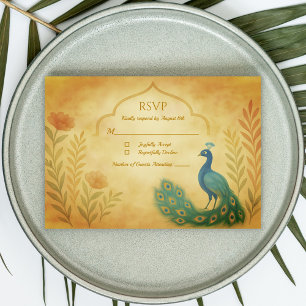 Pauwbloem Indische Trouw RSVP Kaart